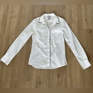 H&M White Button Down Shirt with Black Trim